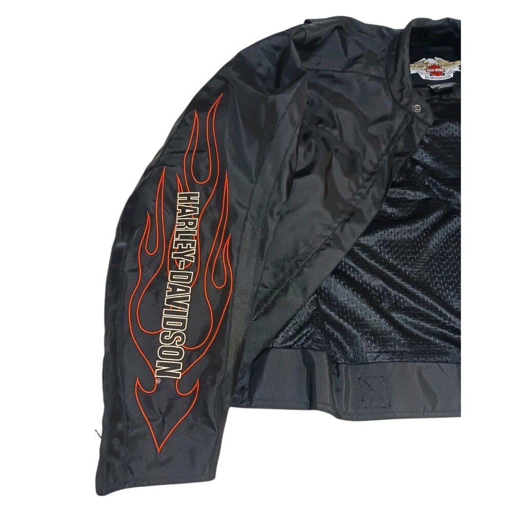 Harley Davidson Motorcycle Jacket Men's Large Black Nylon Lined Logo Spell Out - Picture 8 of 11